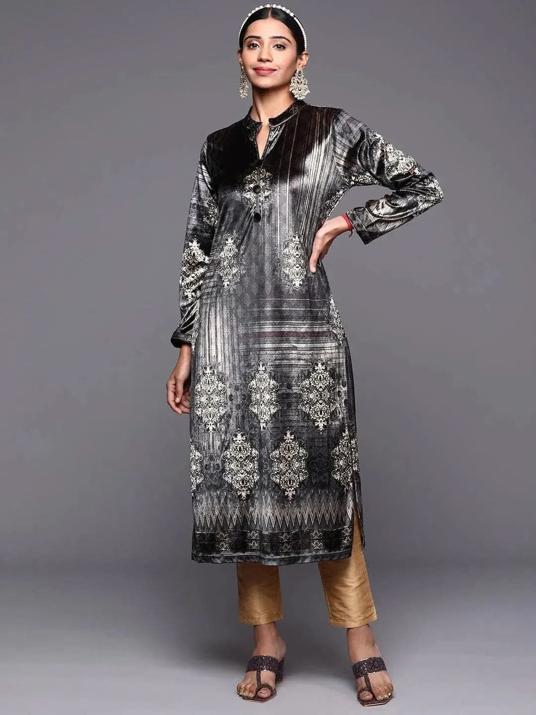 grey-printed-velvet-straight-kurta-libas-1-27531069096086.jpg Grey Printed Velvet Straight Kurta - Image 1